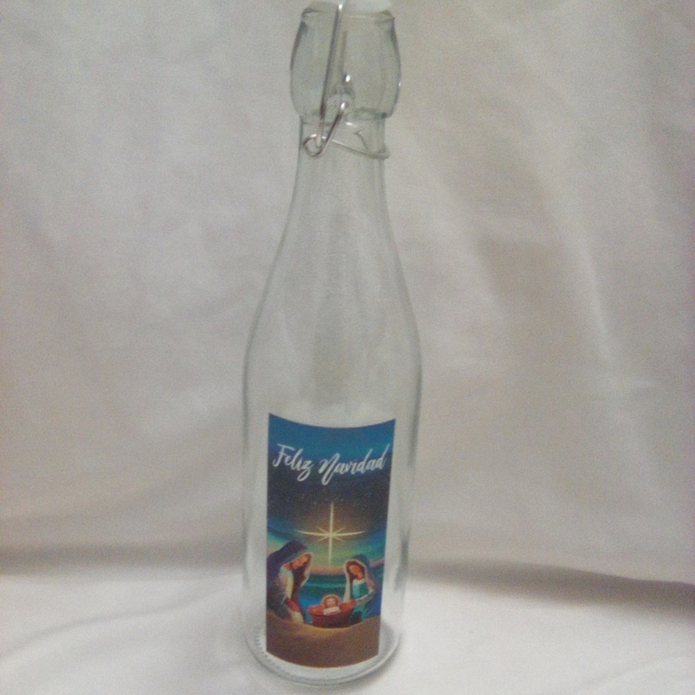 New Coquito Christmas Glass Bottle